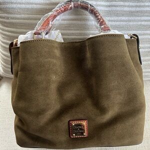 Dooney & Bourke Brenna olive green suede Tote Bag with Classic Design
